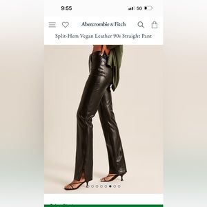 Abercrombie straight leg with split hem vegan leather pants size 28. New w/ tags